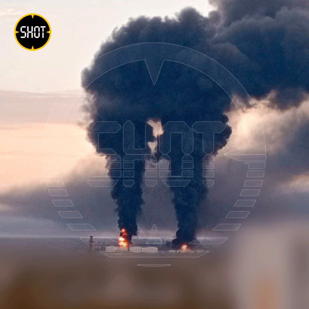Пожар на нефтебазе в Феодосии